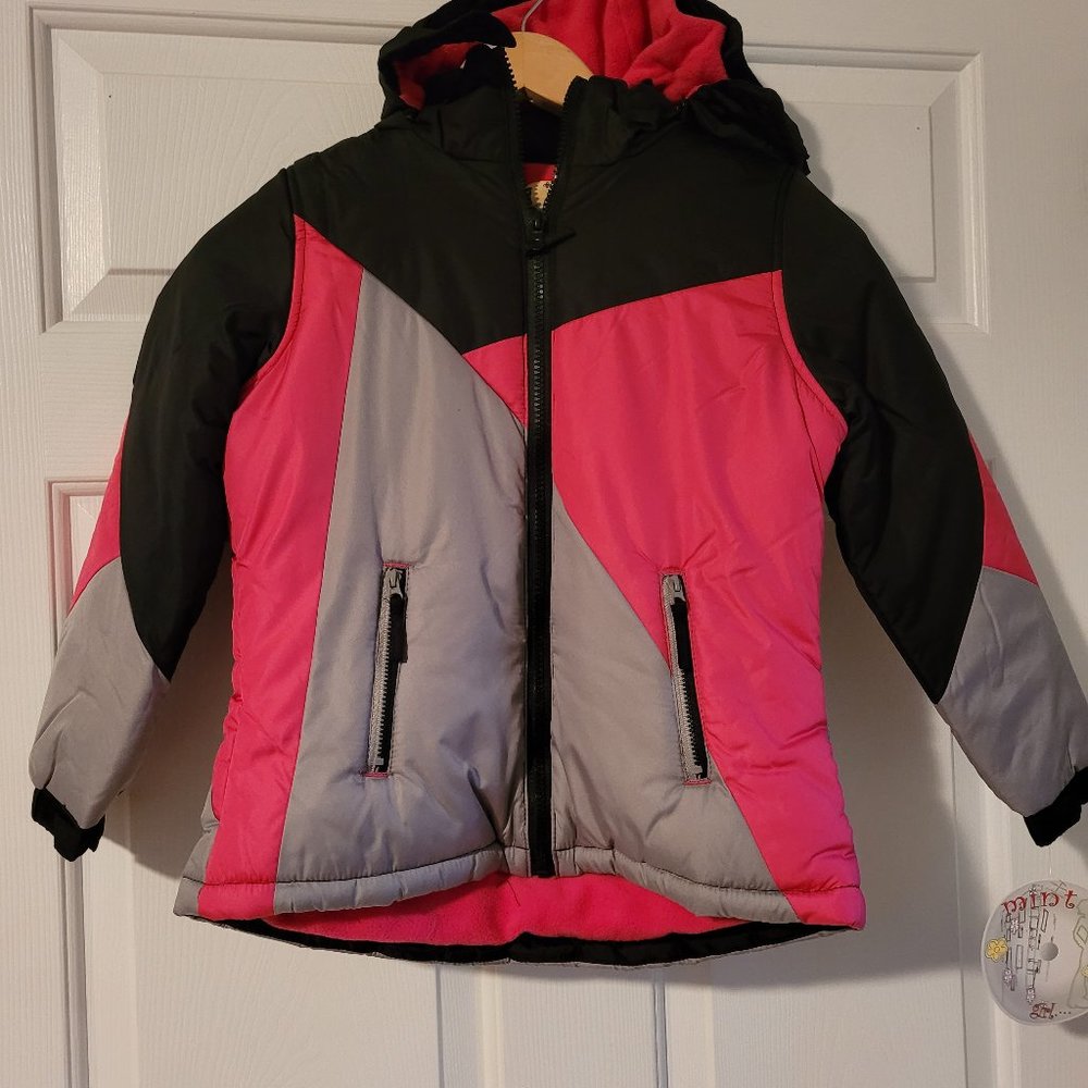 Mint Girl Pink/Gray/Black Fleece-Lined Hooded Jacket